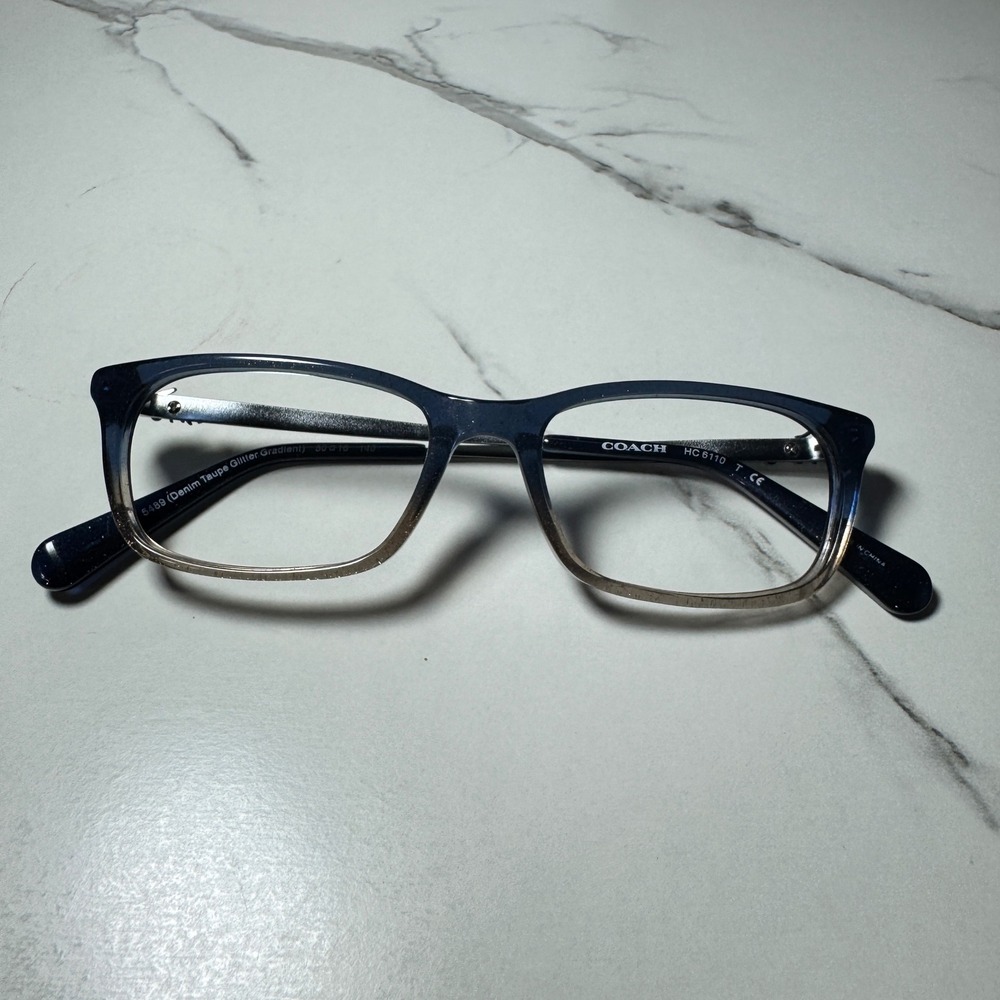Coach HC6110 Denim Taupe Glitter Gradient Rectangular Eyeglass Frames 50-16-140